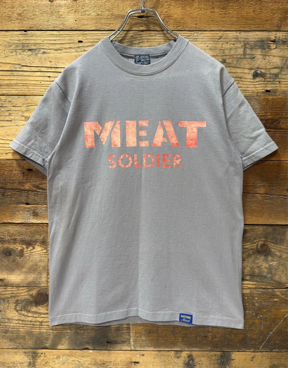 Pherrow's × MEAT SOLDIER Tシャツ size:38(M) 日本製 グレー / フェローズ × ミートソルジャー 寺門ジモン ネイチャージモン ROYAL