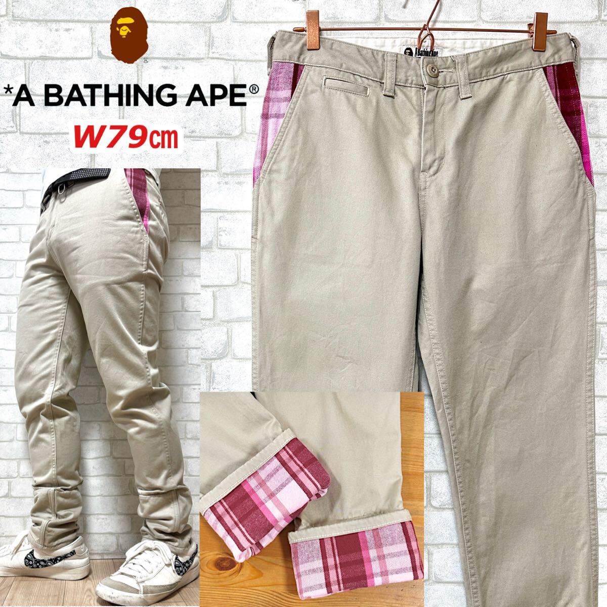 BAPE Checkered Work Pants - Made in Japan, Cotton Chinos